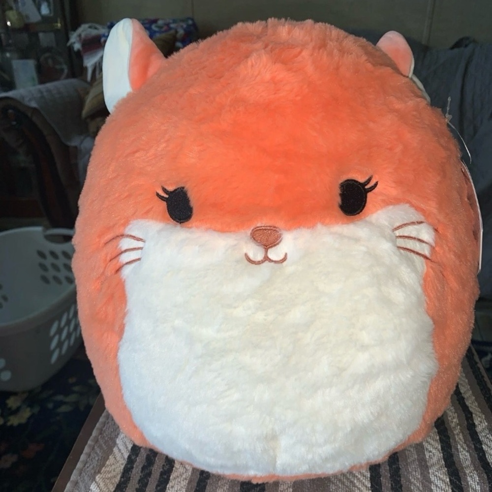 Erica the Chinchilla. Adorable Orange and White Plush.